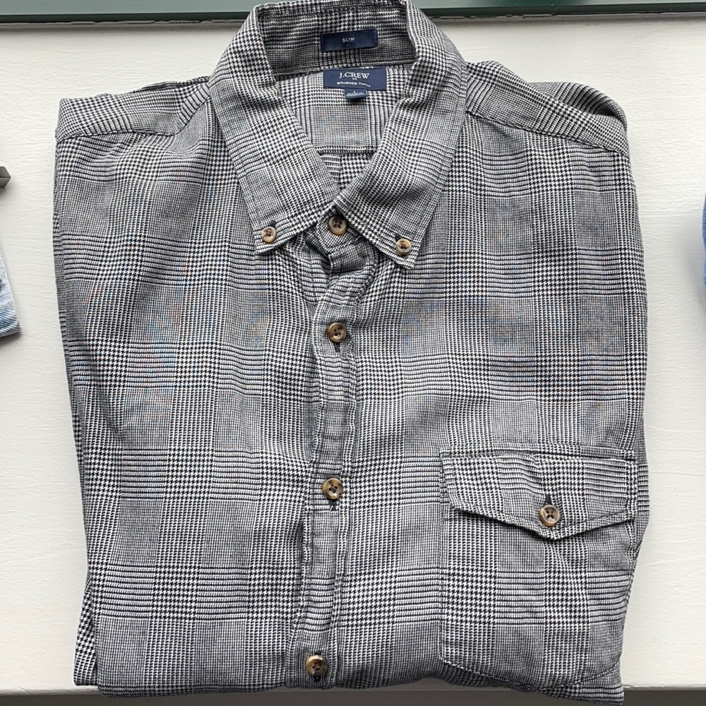 Brushed Twill Jcrew button down gray large slim
